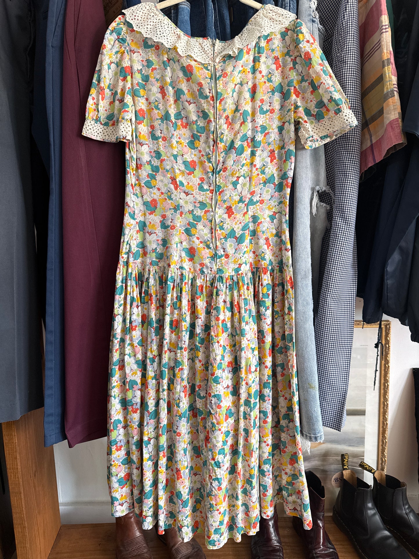 1930's Floral Cotton Voile Dress