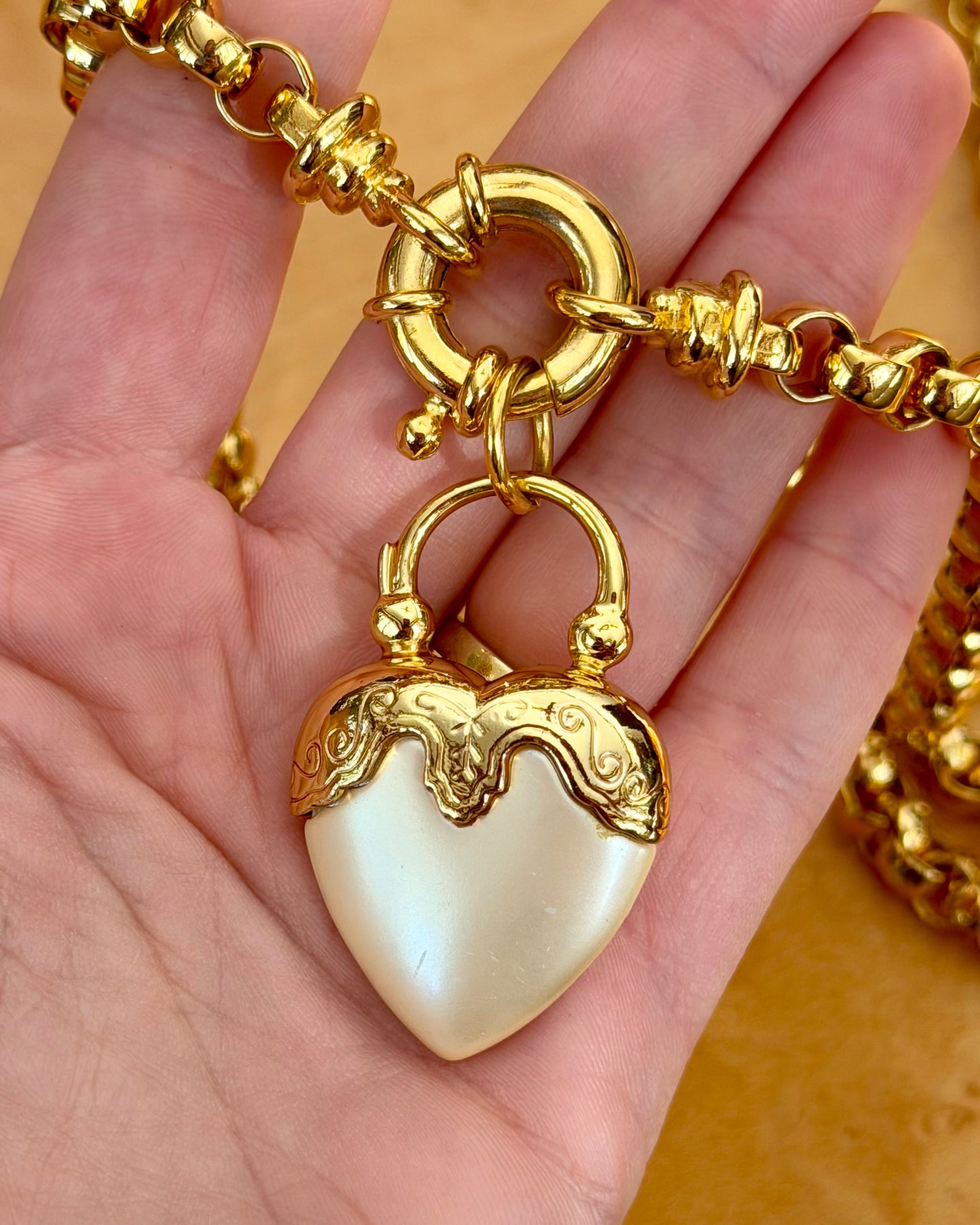 Vintage Heart Charm on Rolo Chain | Joan Rivers