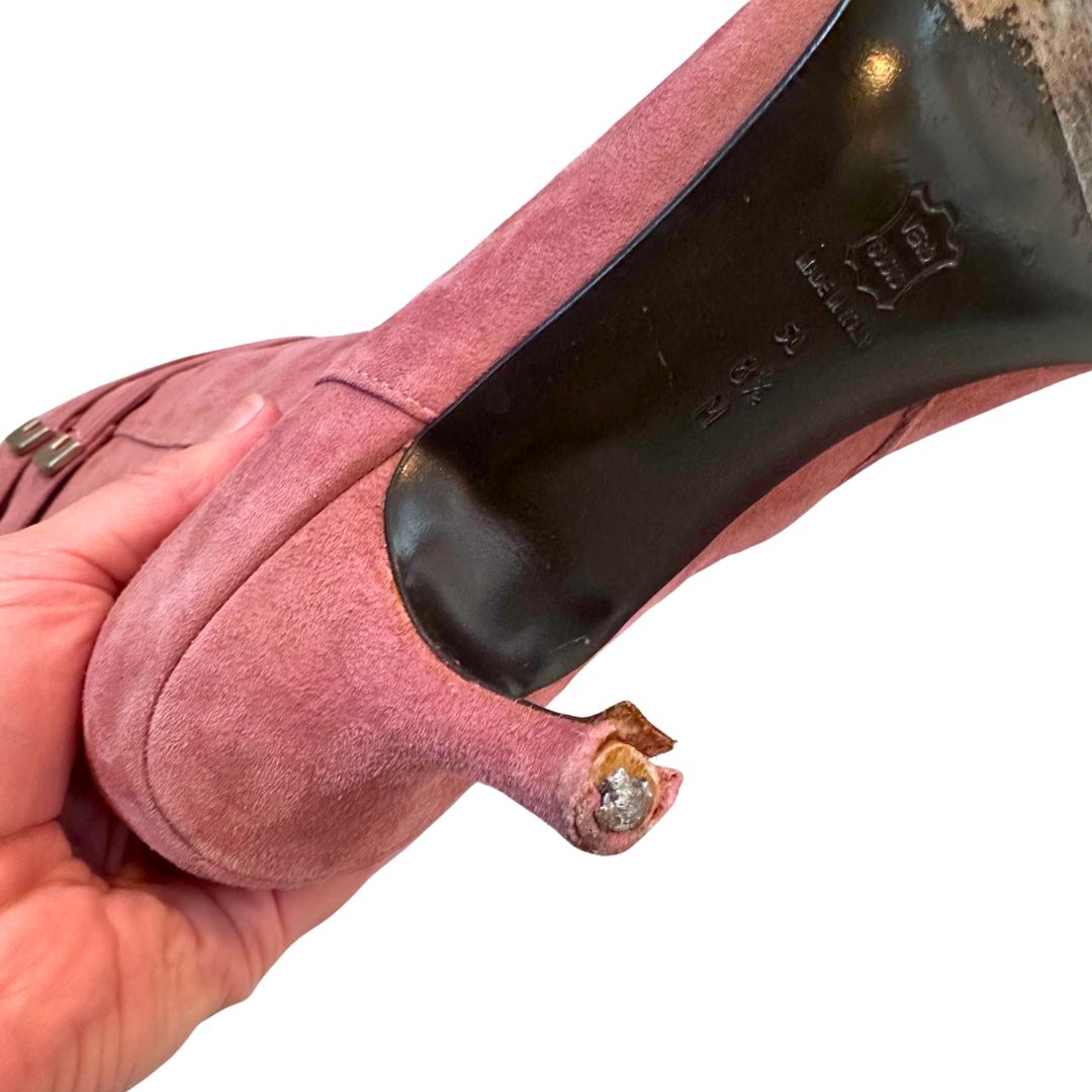 2000's Pink Suede Kitten Heel Boots | Via Spiga | Size 8.5
