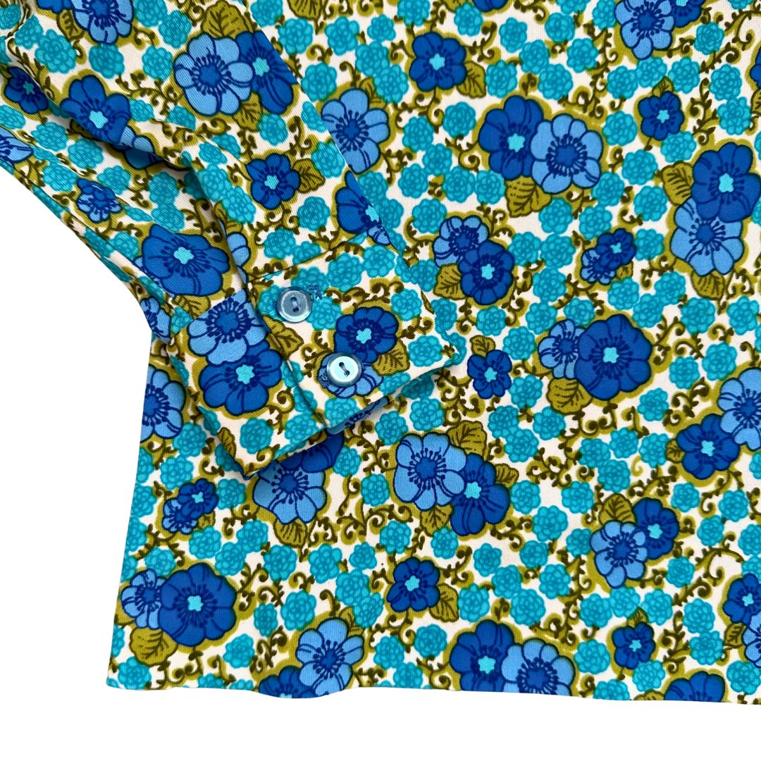 1970's Blue Floral Longsleeve Blouse | Alex Colman