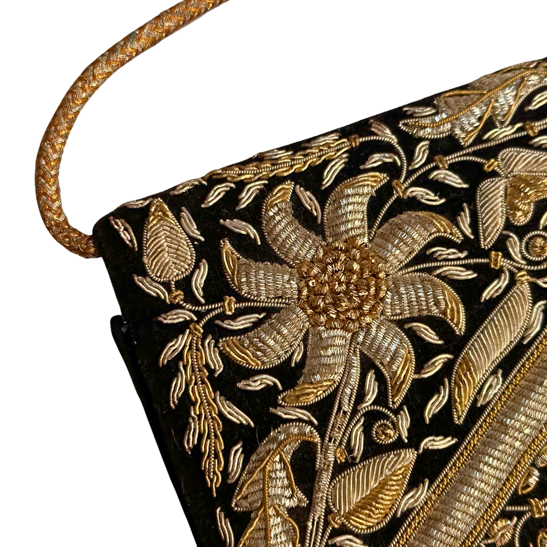 Vintage Metallic Zardozi Embroidery Evening Bag