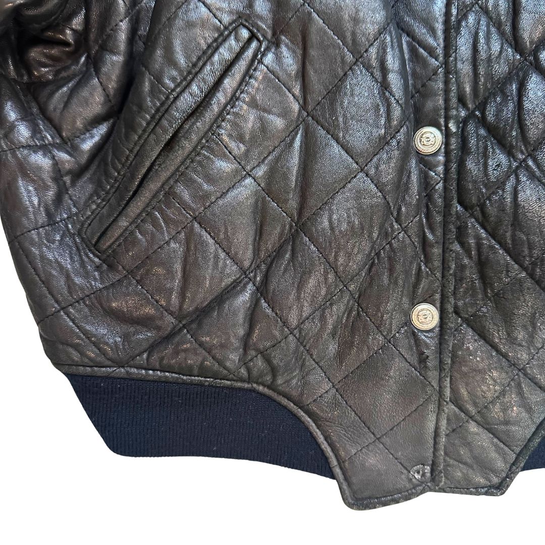 1990's Black Quilted Leather Jacket | Express