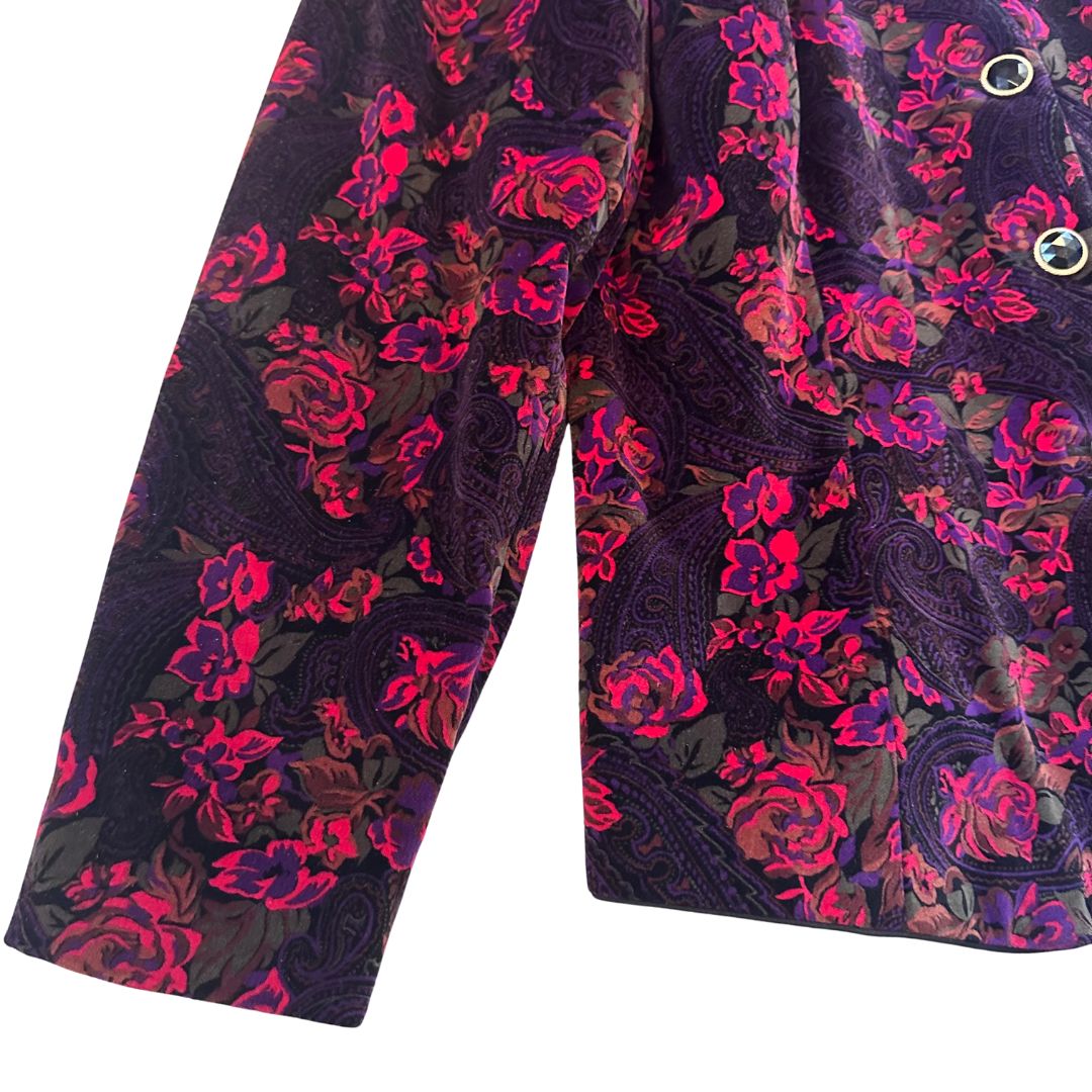 1990's Puff Shoulder Floral Velvet Jacket | Bryn Connelly