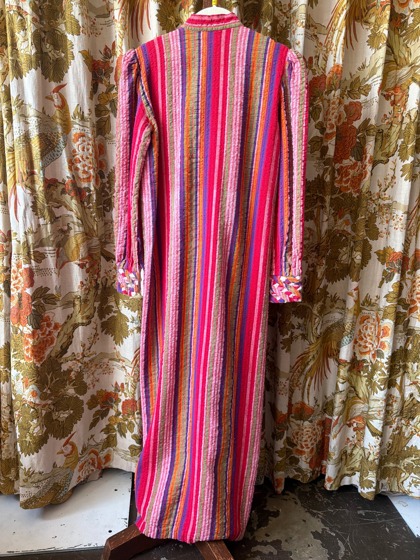 ~1970's Lattice Top Puckered Cotton Caftan | Karavan