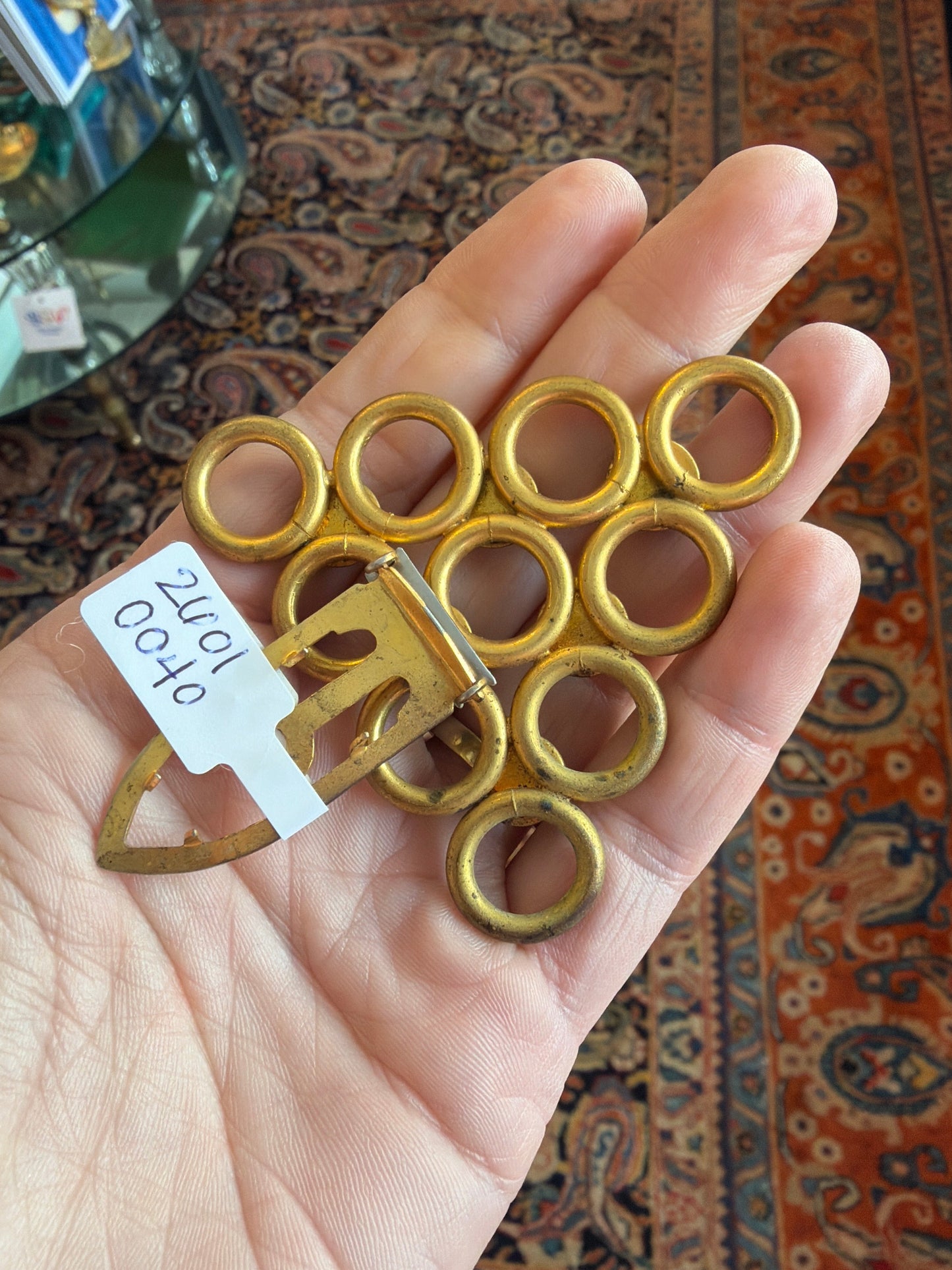 ~1930's Green Glass Dress Clip