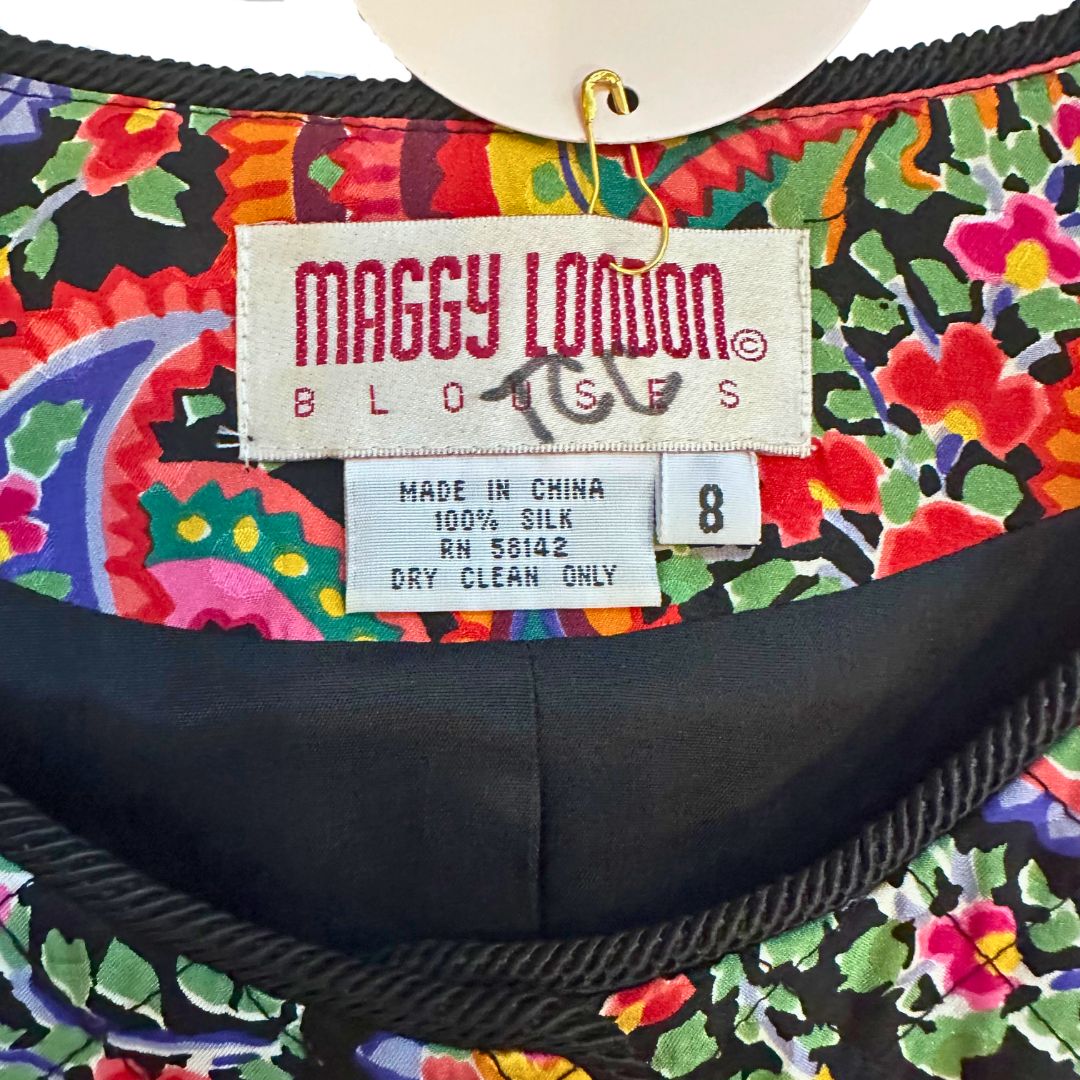 1990's Bright Paisley Quilted Jacket | Maggy London