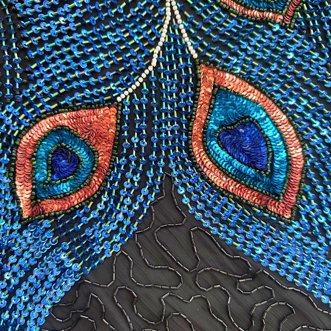 1990's Silk Beaded Peacock Blouse | Laurence Kazar