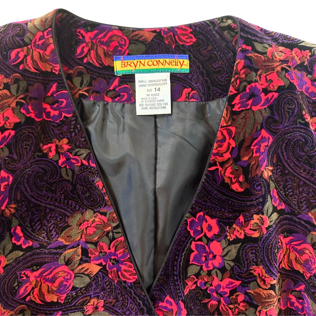 1990's Puff Shoulder Floral Velvet Jacket | Bryn Connelly