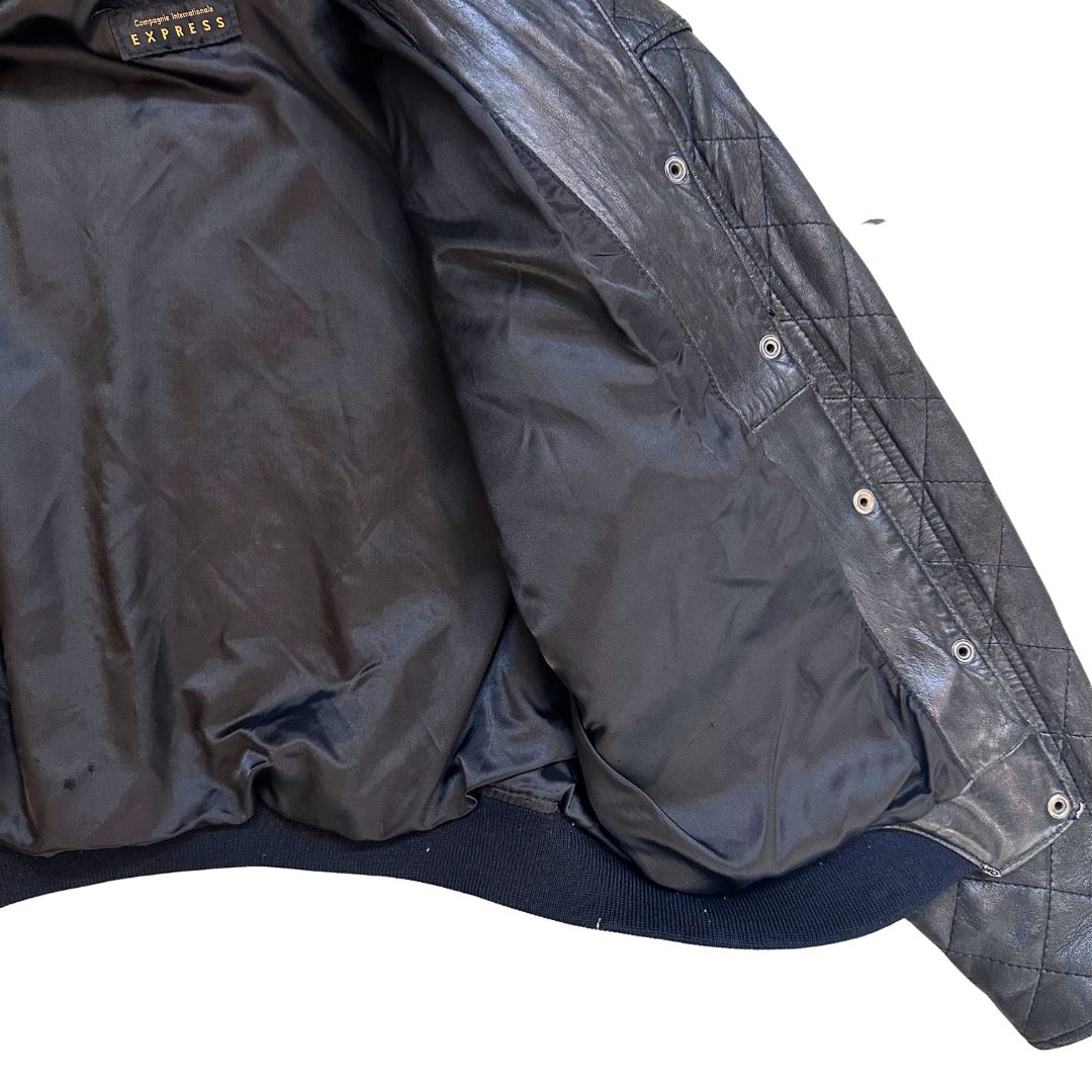 1990's Black Quilted Leather Jacket | Express