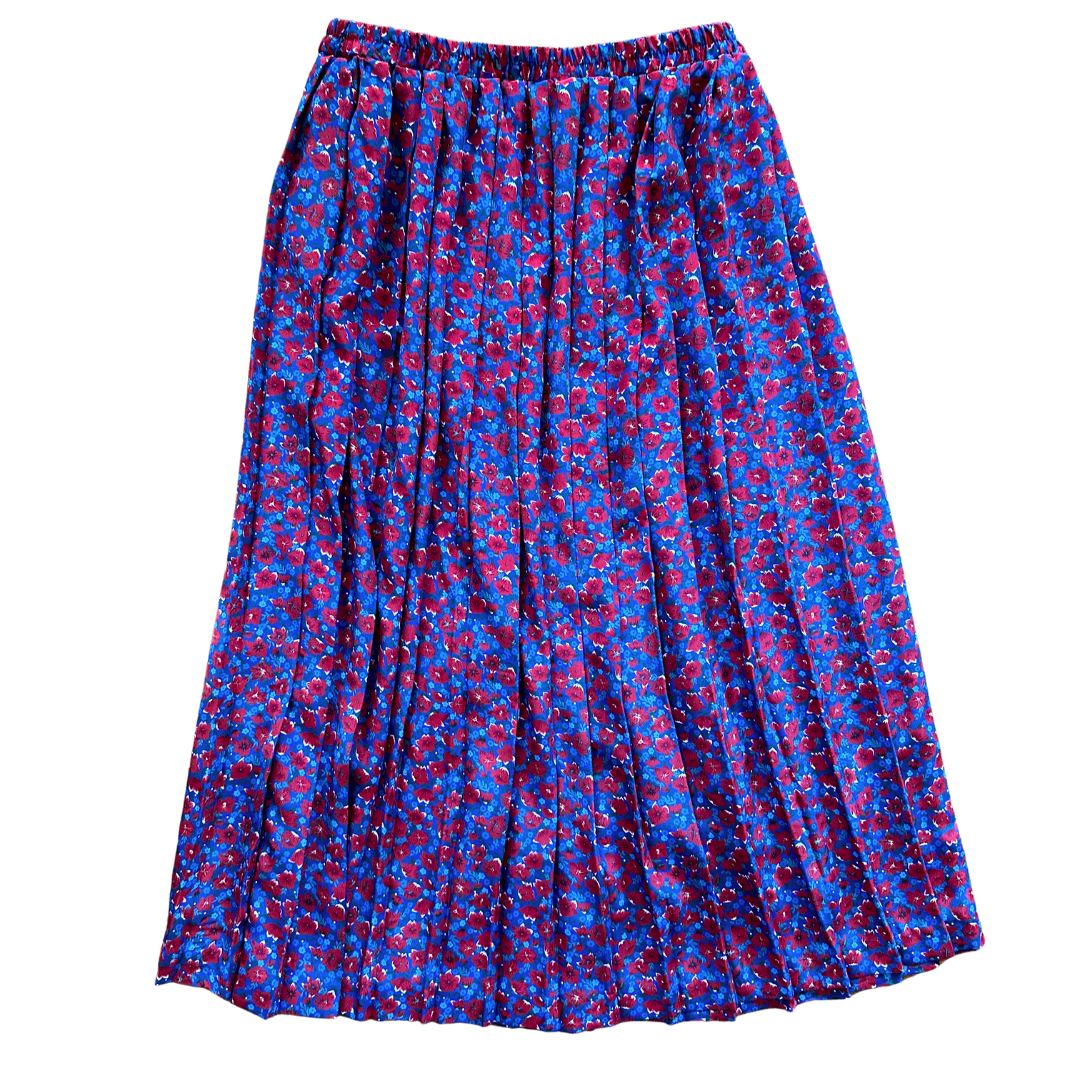 1990's Floral Pleated Midi Skirt | Leslie Fay