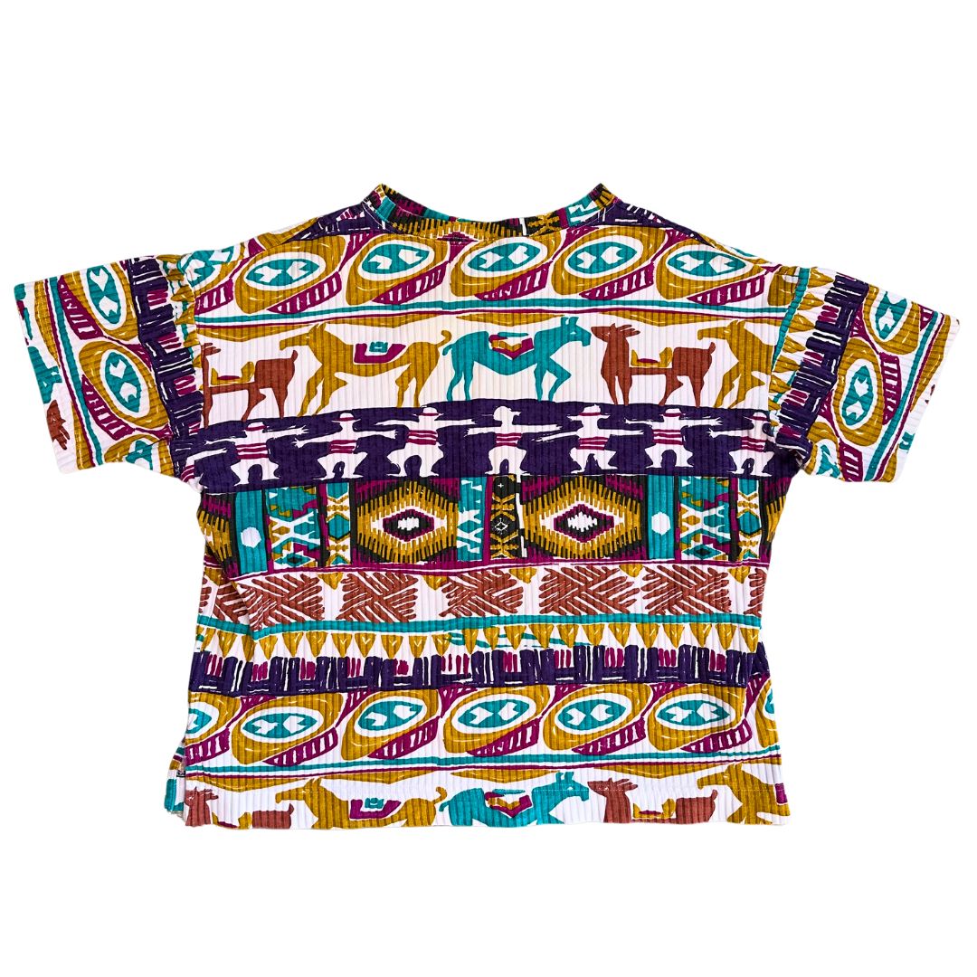 1990's Southwestern Print Ribbed Tee | Turbo