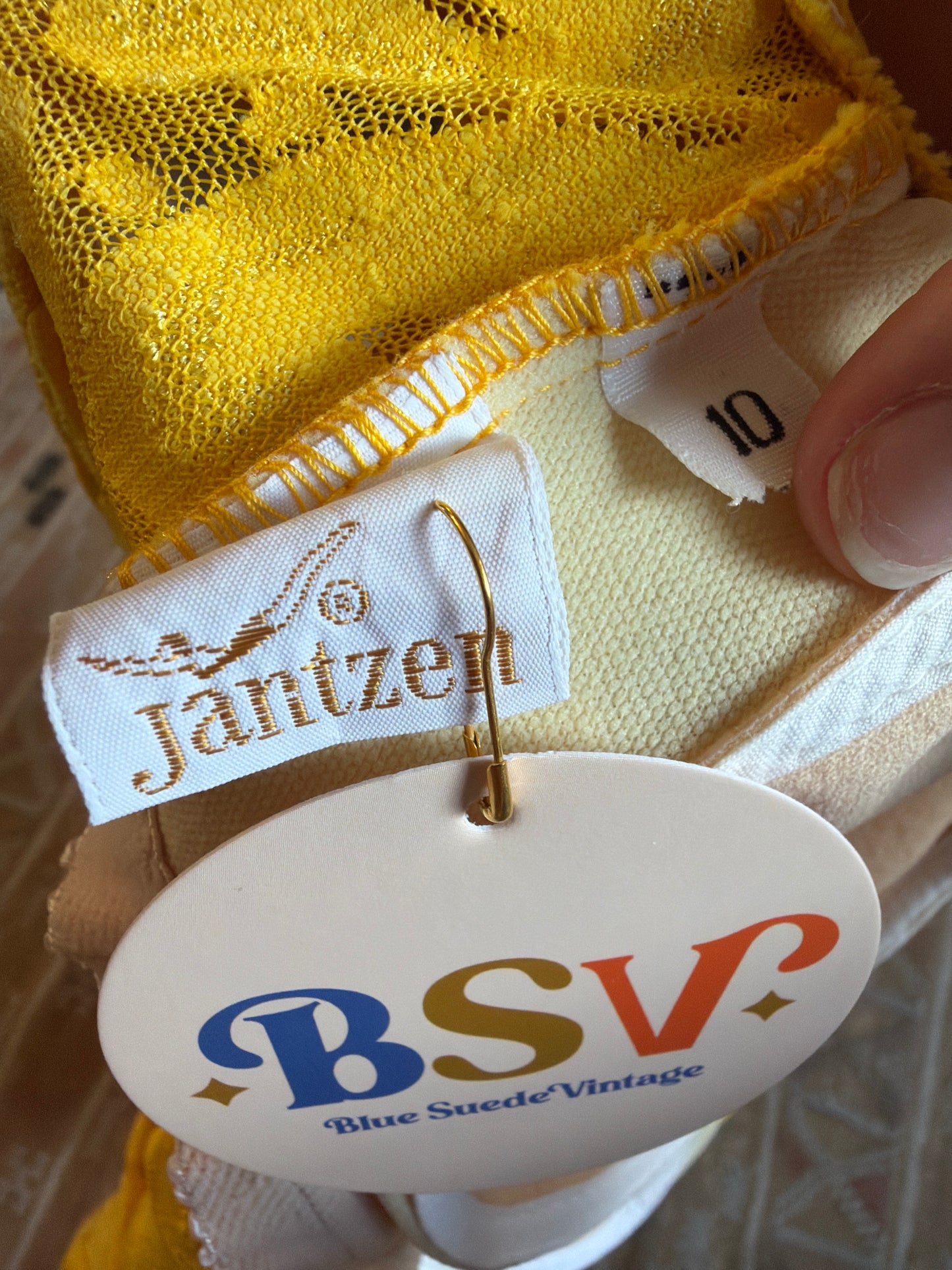 1960's Sheer Bodice Yellow Floral Swimsuit | Jantzen