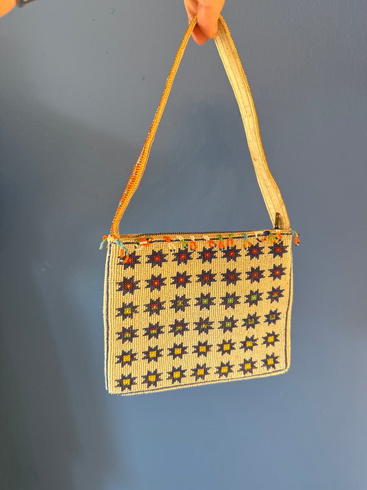 Vintage Multicolor Beaded Star Bag