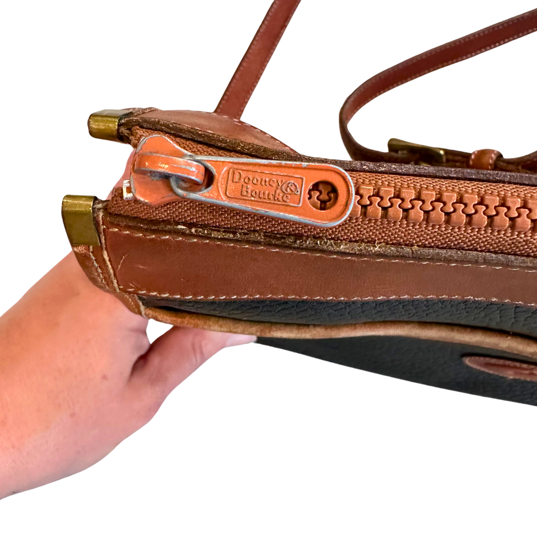 1980's Black and Brown Leather Crossbody | Dooney & Bourke