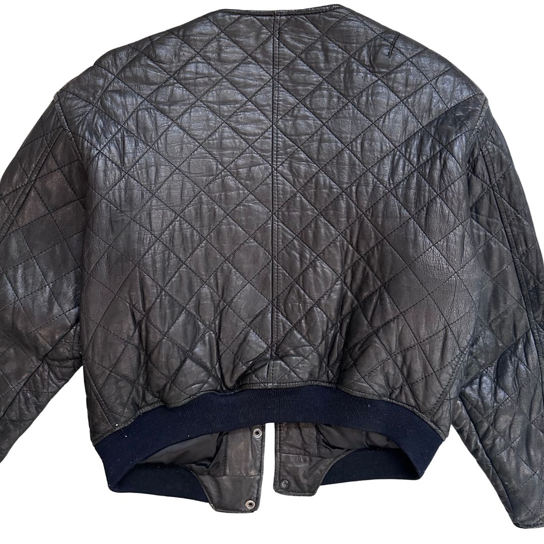 1990's Black Quilted Leather Jacket | Express