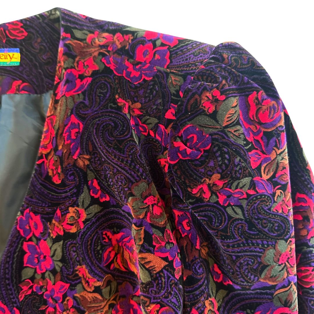 1990's Puff Shoulder Floral Velvet Jacket | Bryn Connelly