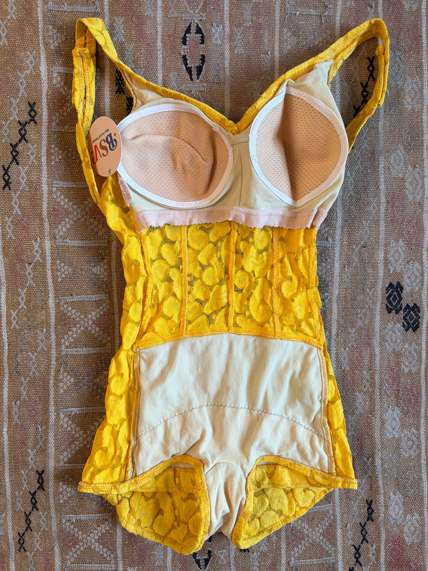 1960's Sheer Bodice Yellow Floral Swimsuit | Jantzen