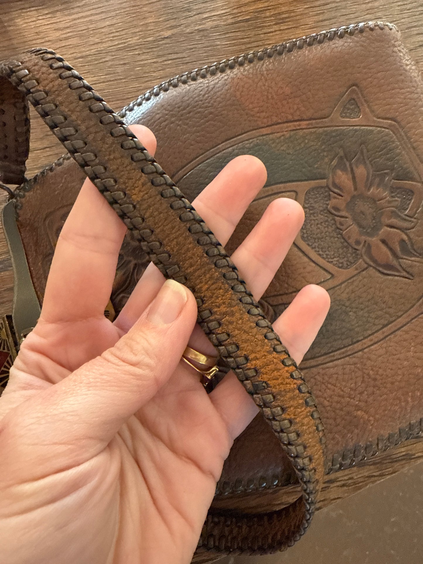 1918 Art Nouveau Tooled Leather Bag