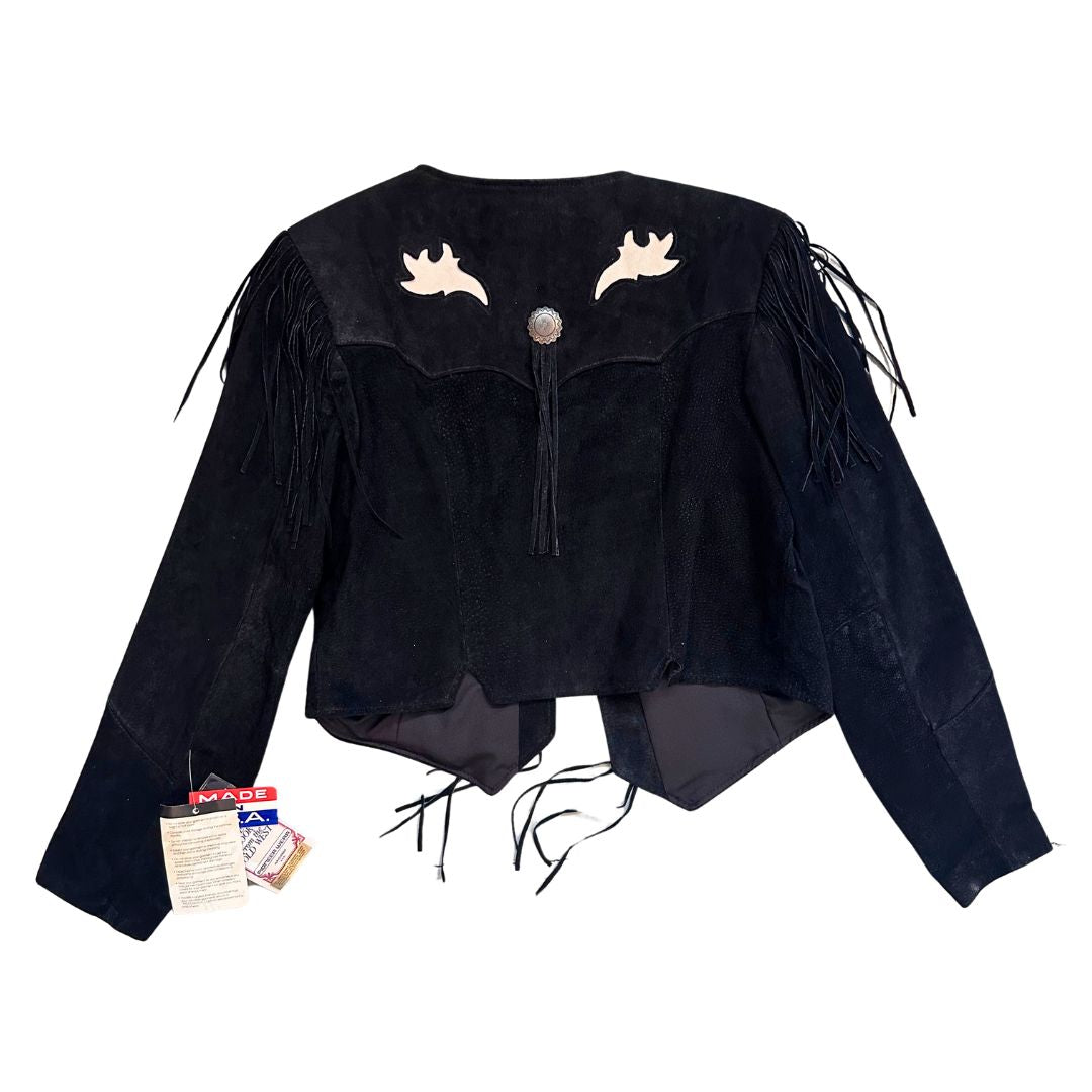 1990's NWT Black Suede Fringe Jacket | Pioneer Wear