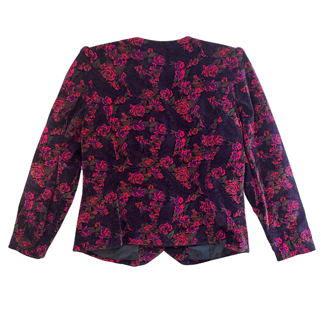 1990's Puff Shoulder Floral Velvet Jacket | Bryn Connelly