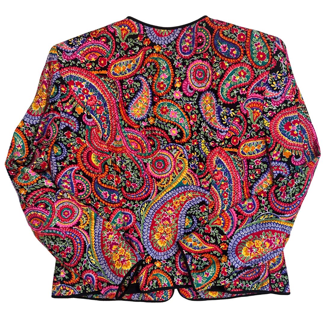 1990's Bright Paisley Quilted Jacket | Maggy London