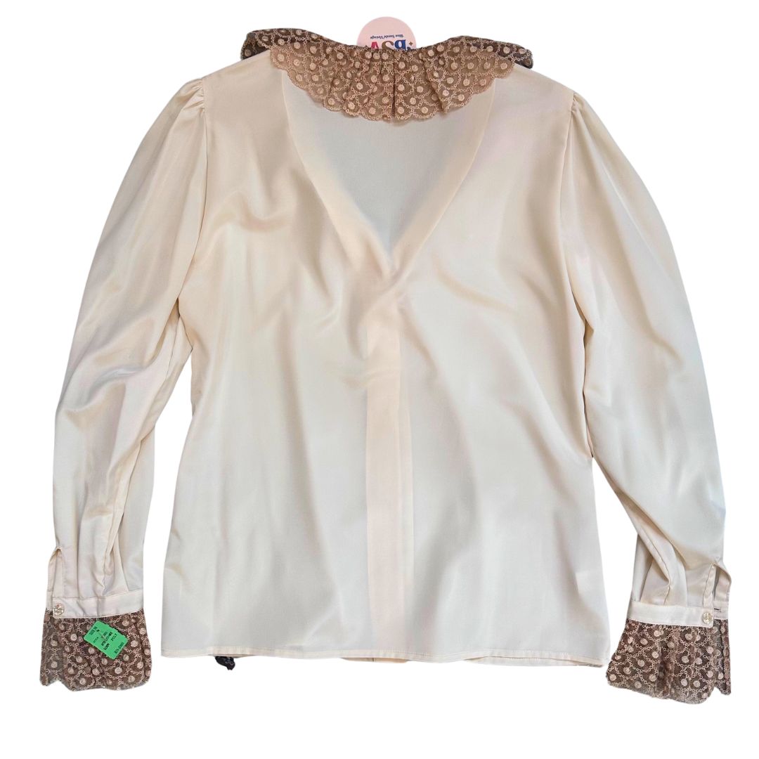 1980's NOS Lace Trim Poly Blouse | Blousecraft by Flossie