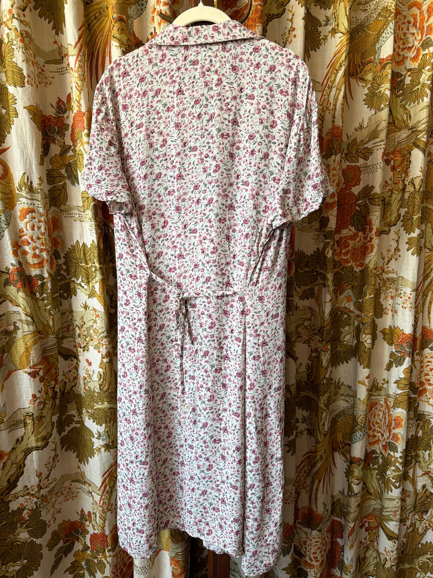 1990's Rayon Chiffon Floral Shirt Dress AS IS | Cherokee