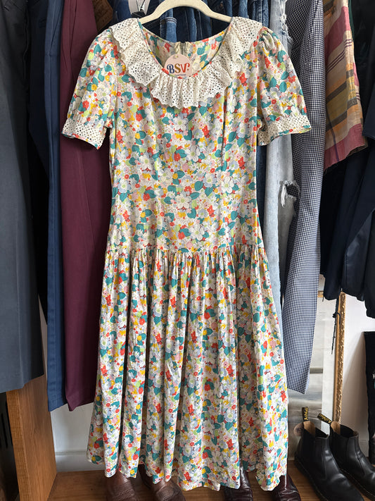 1930's Floral Cotton Voile Dress