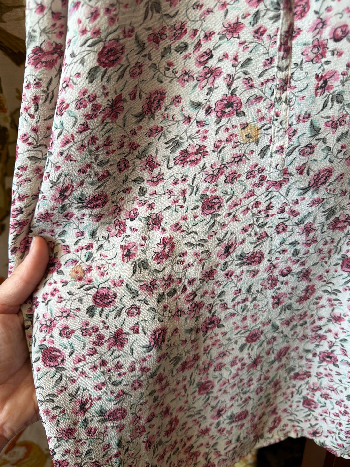 1990's Rayon Chiffon Floral Shirt Dress AS IS | Cherokee