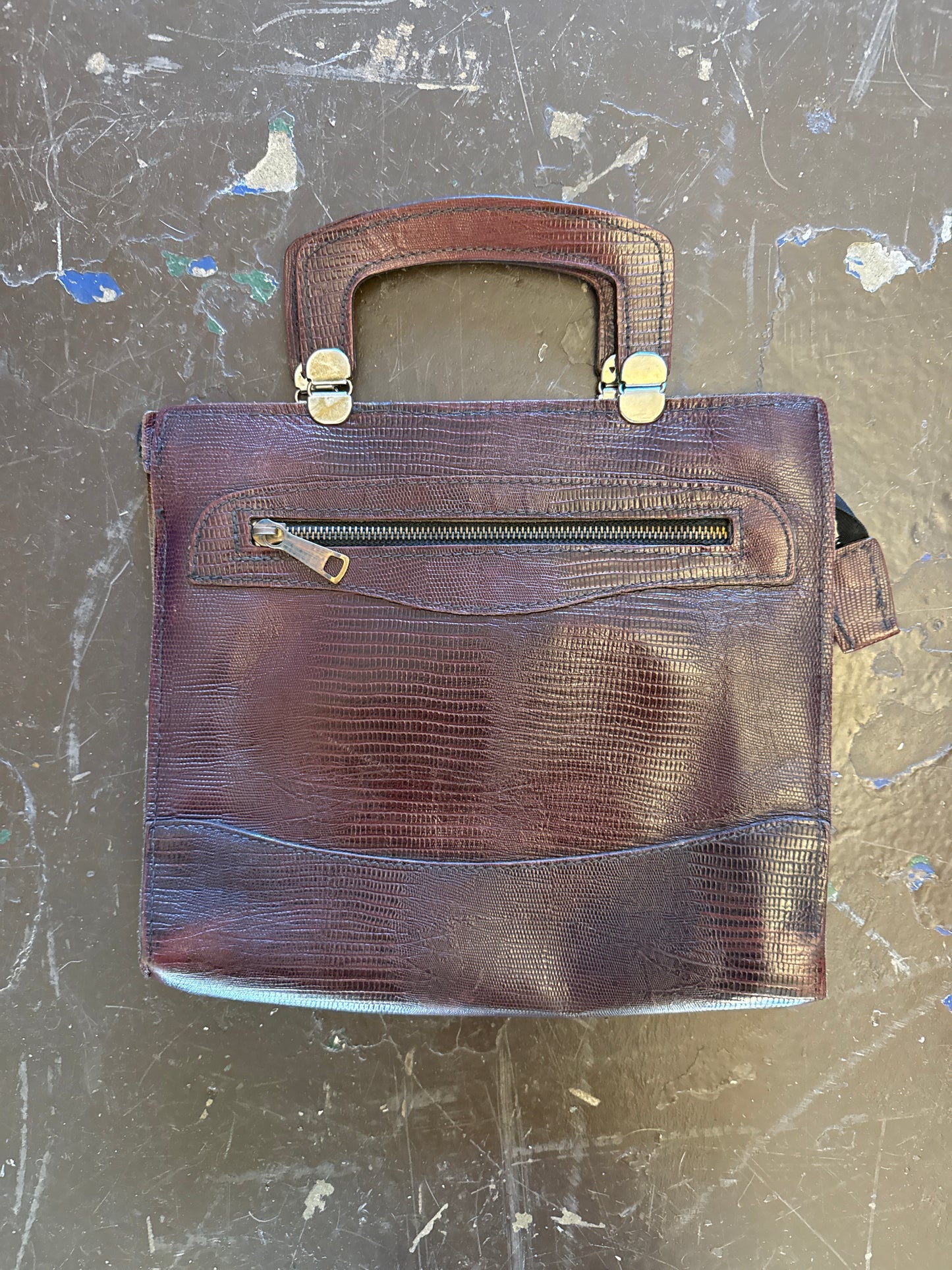 Vintage Velvet Lined Reptile Bag