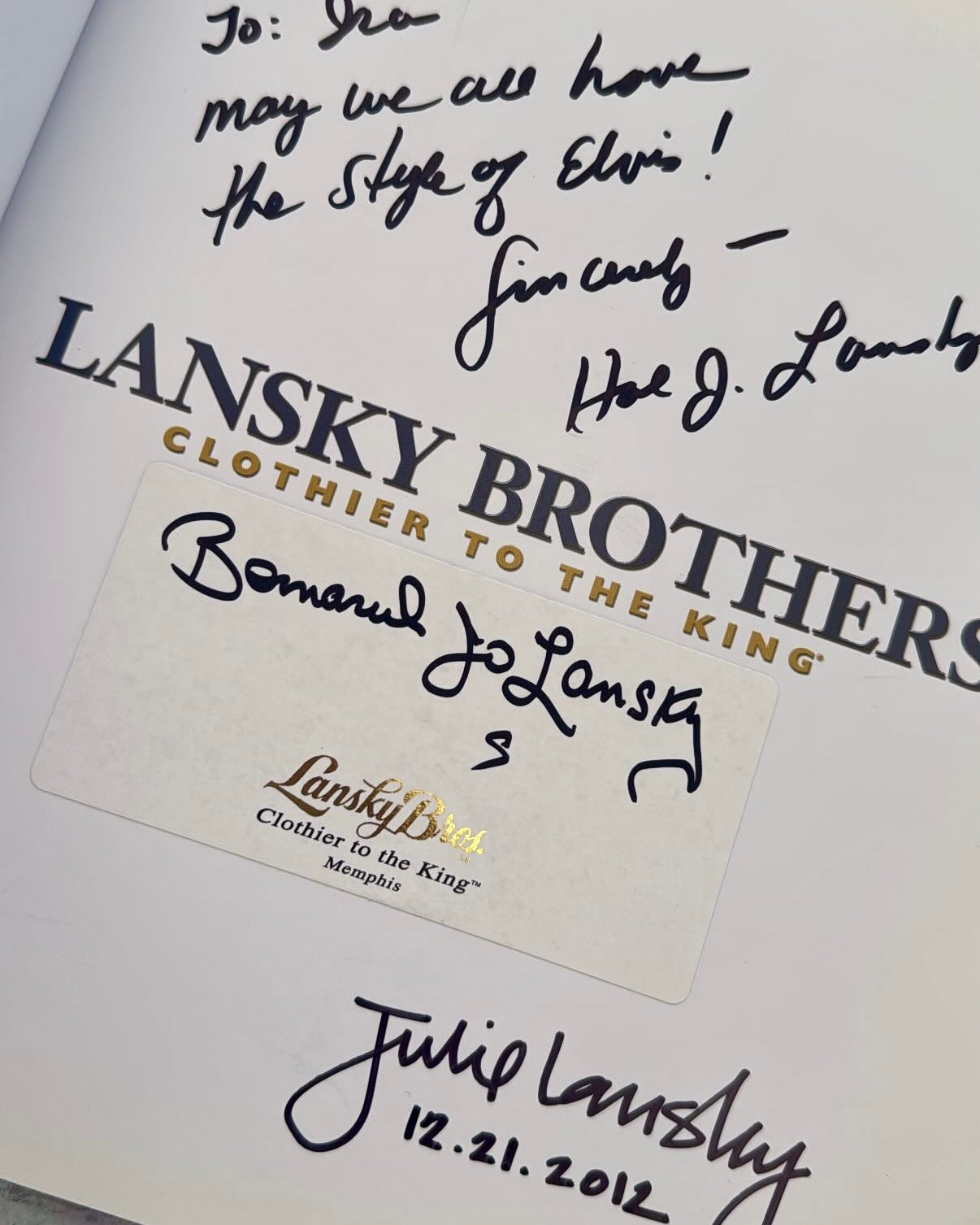 2010 "Lanksy Brothers: Clothier to the King" Book