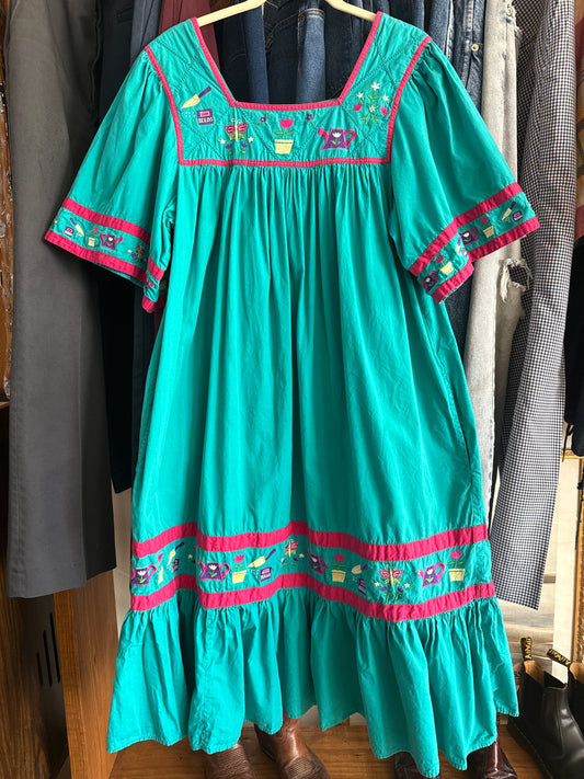 1990's Gardening Embroidery House Dress | Go Softly