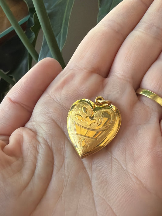 Vintage Etched Heart Locket | Walter E. Hayward