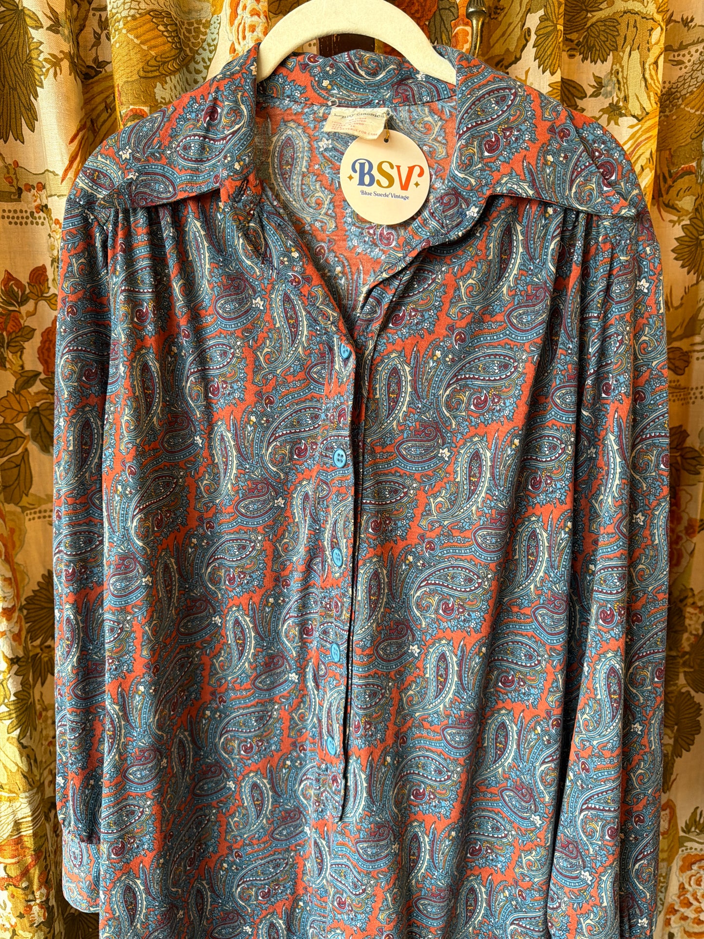 1970's Cozy Paisley Shirt Dress | Kenny Classics