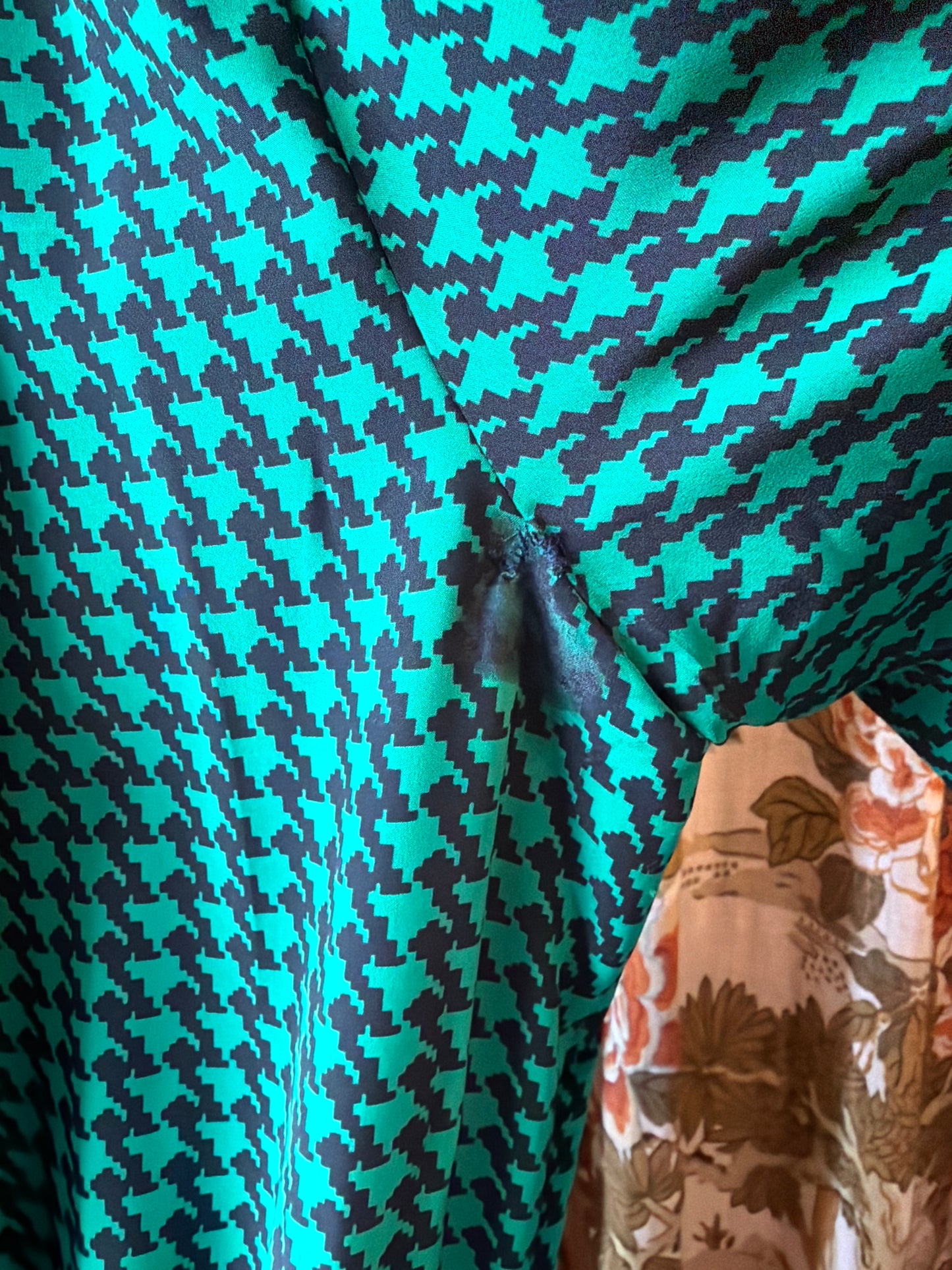 1980's Green Houndstooth Dress | Petites for Maggy