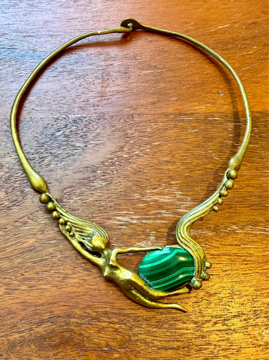 Brass Art Nouveau Brutalist Necklace | Stephen Burr