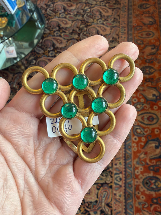 ~1930's Green Glass Dress Clip