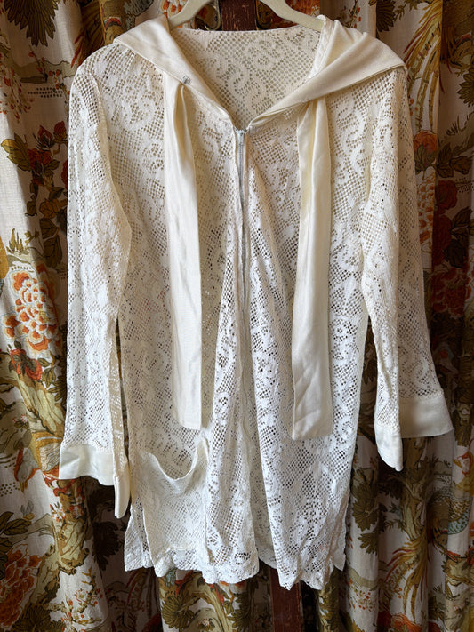 1970's Nautical Lace Zip Top