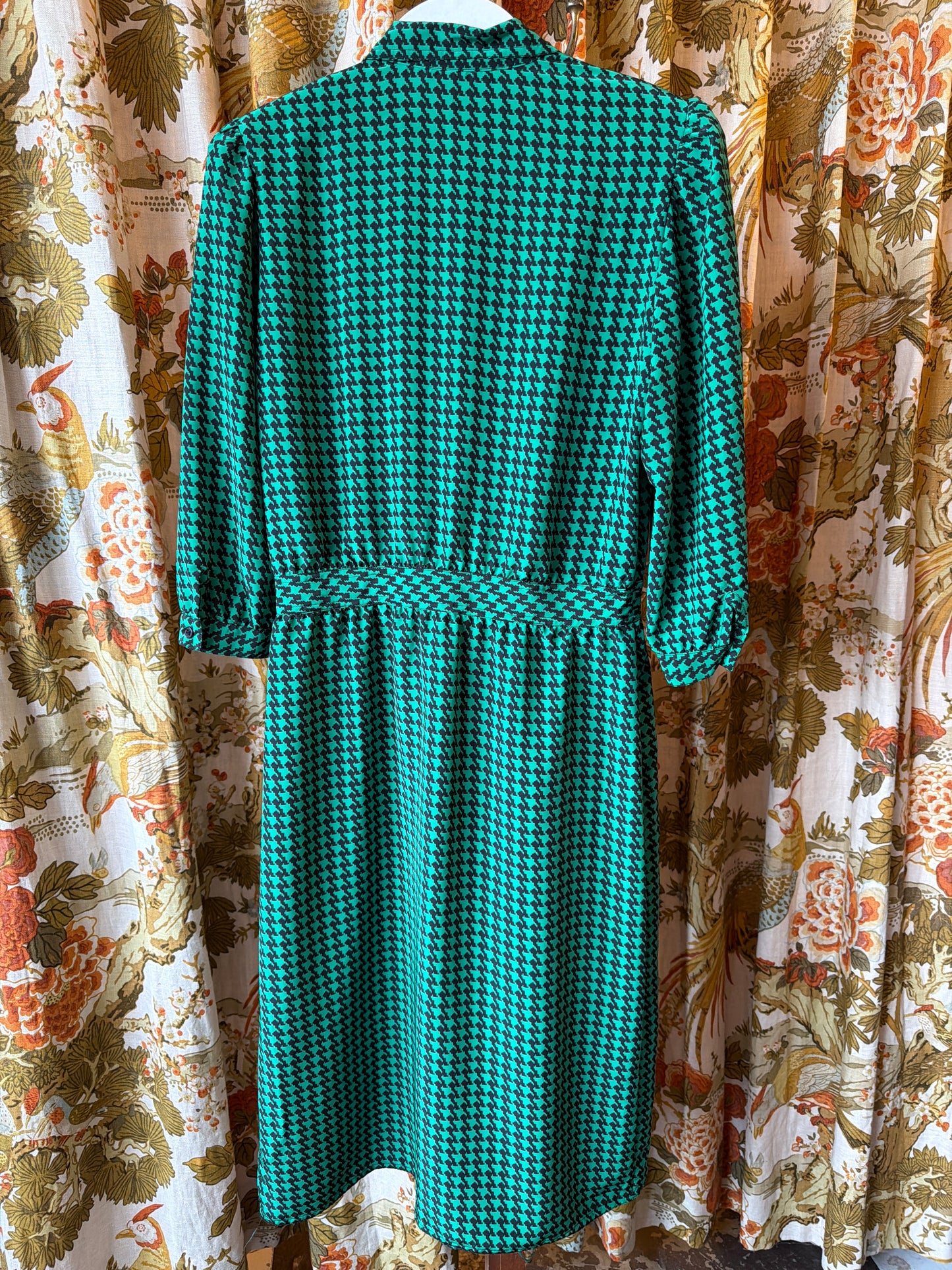 1980's Green Houndstooth Dress | Petites for Maggy