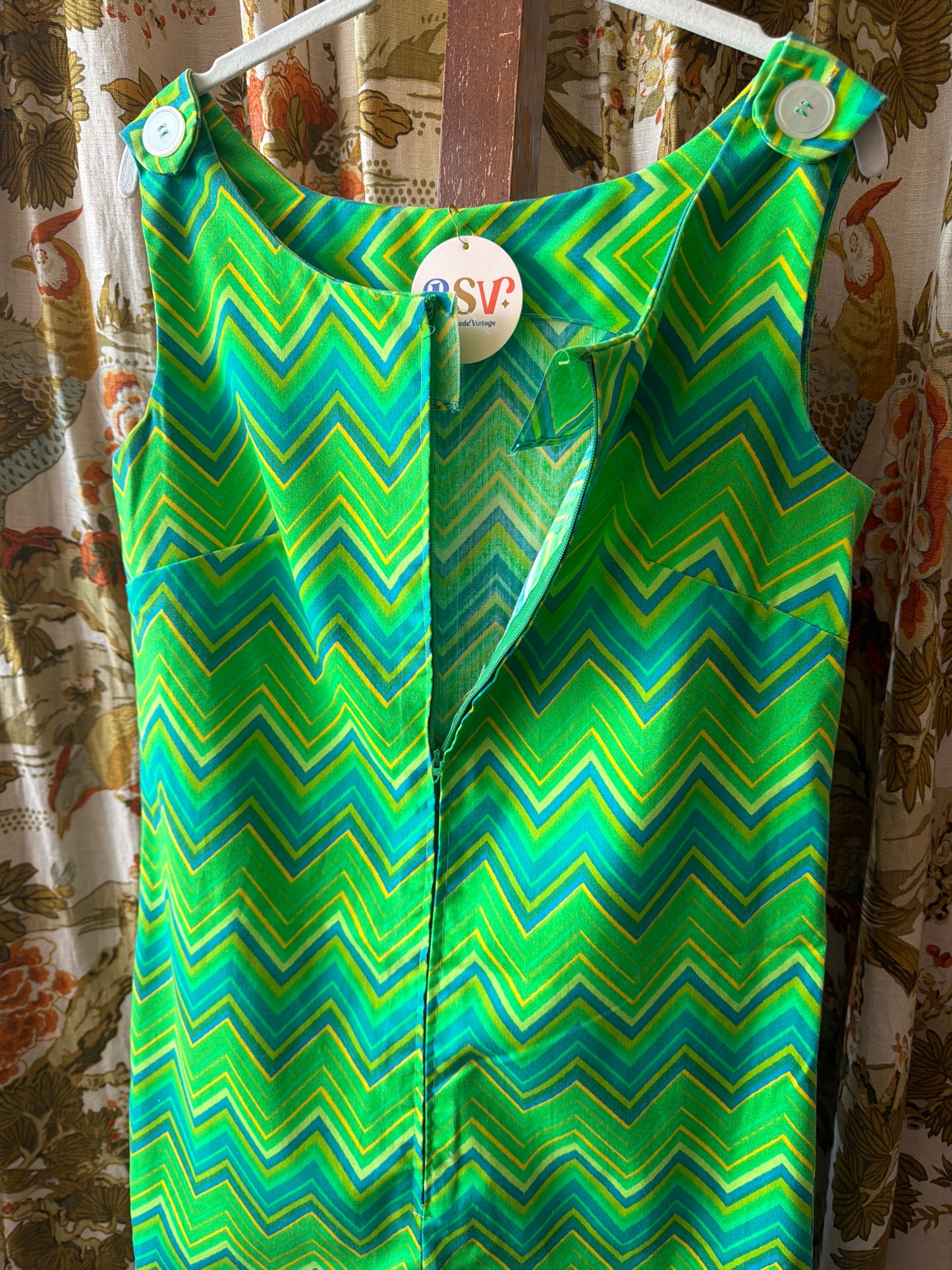 Handmade Green Chevron Romper