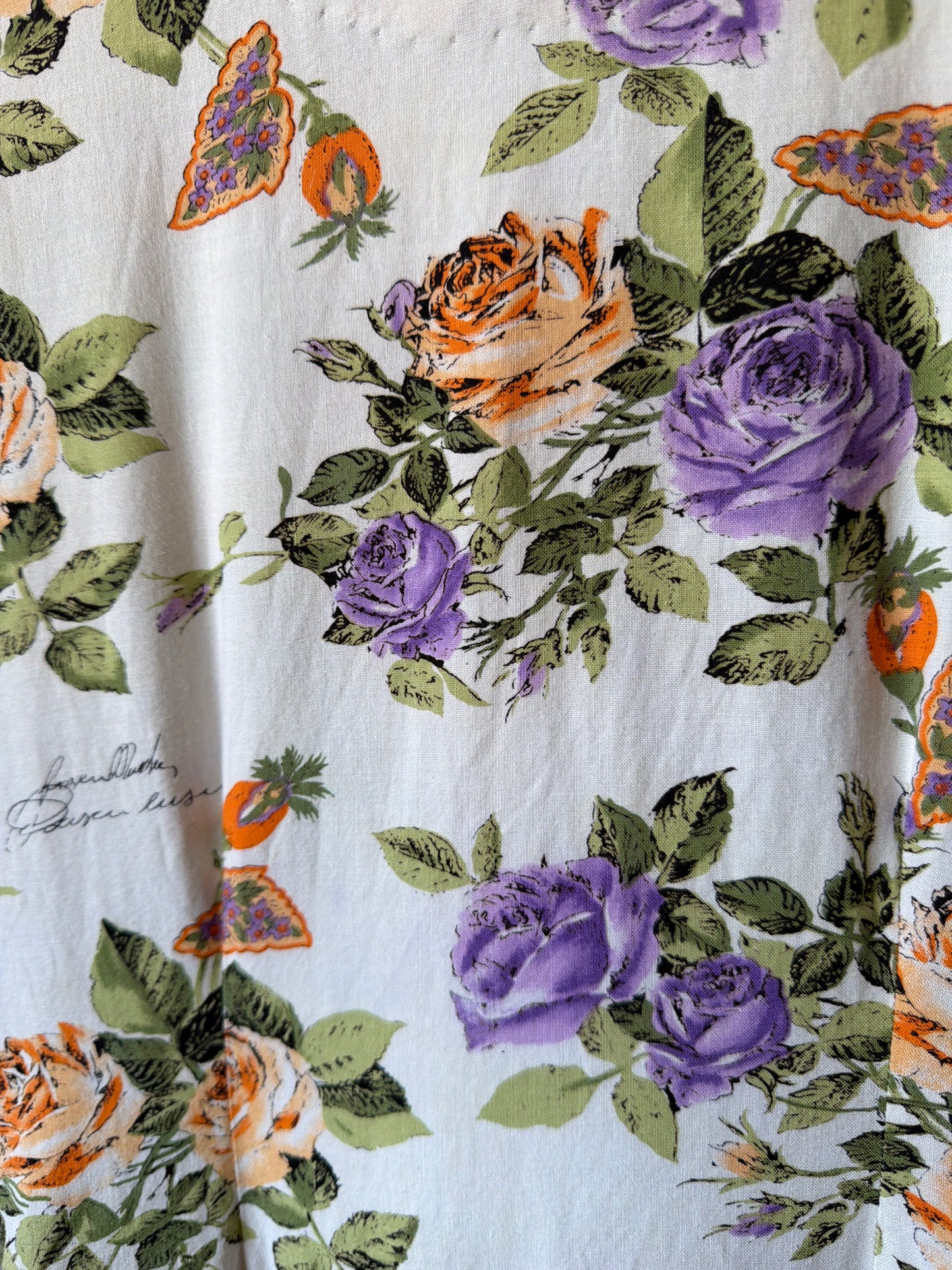 1980's Dropwaist Rose Script Dress