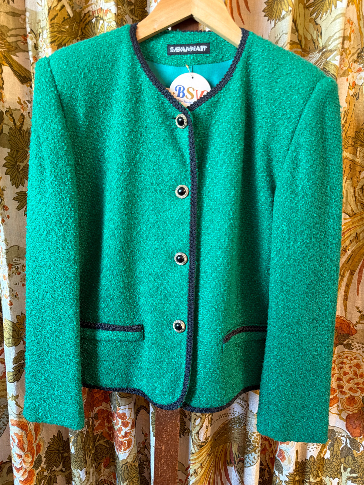 1980's/90's Green Bouclé Blazer | Savannah