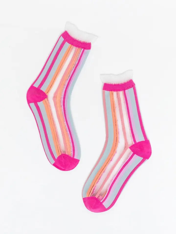 Candy Stripe Ruffle Crew Sock | Sock Candy