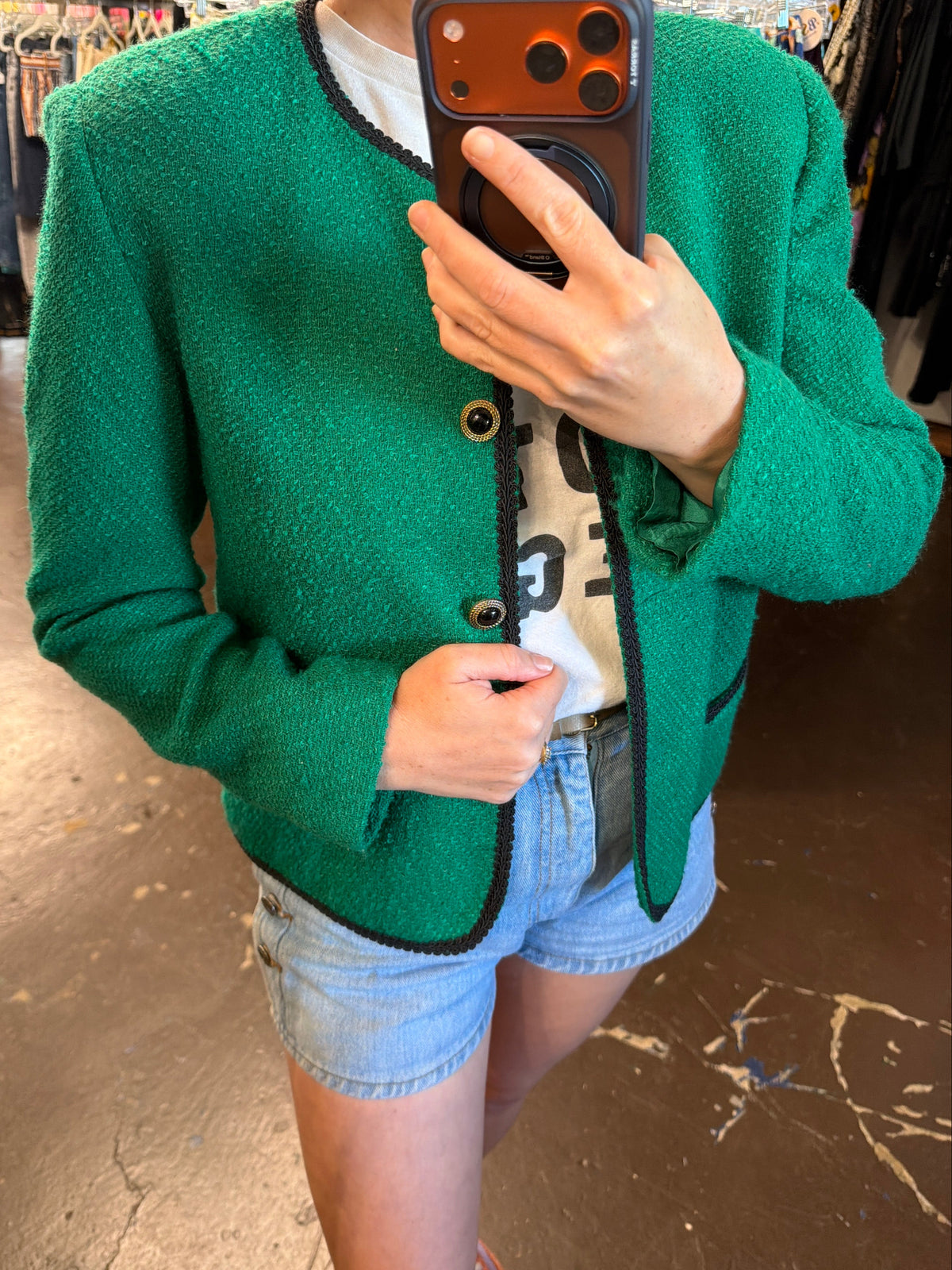 1980's/90's Green Bouclé Blazer | Savannah