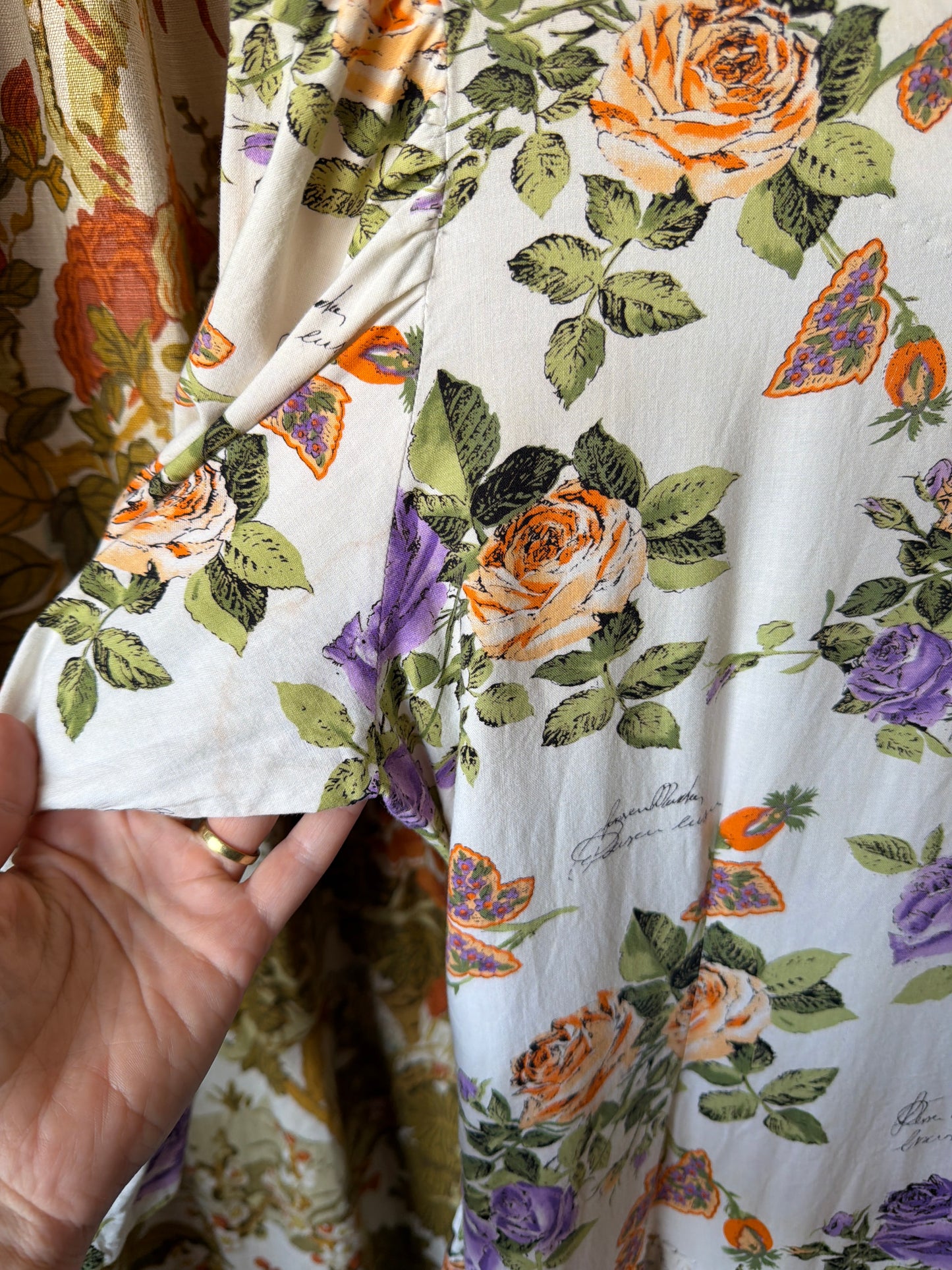 1980's Dropwaist Rose Script Dress