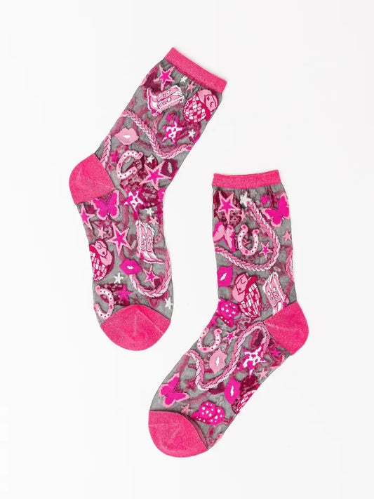 Disco Barbie Black Sheer Crew Sock | Sock Candy