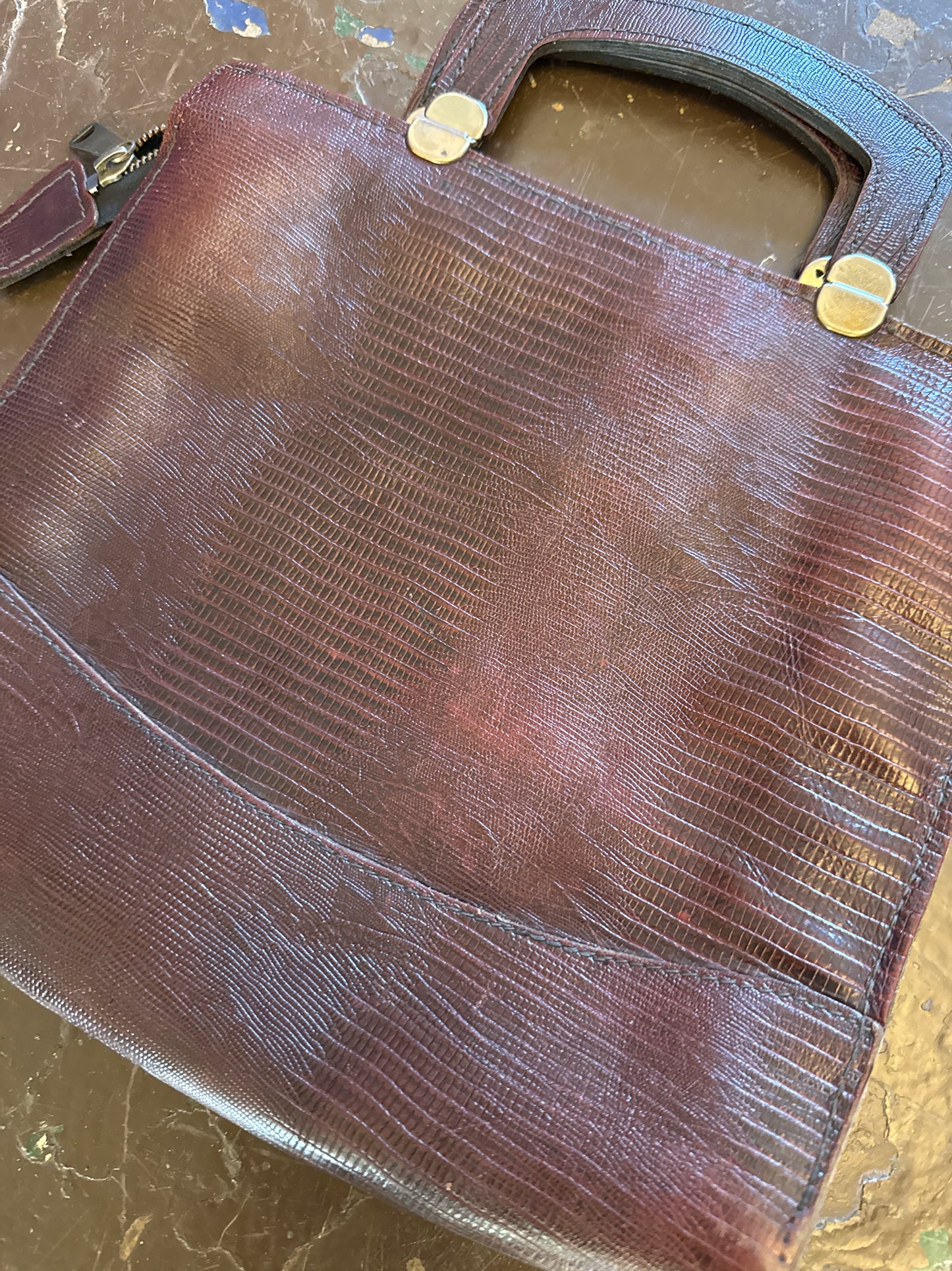 Vintage Velvet Lined Reptile Bag