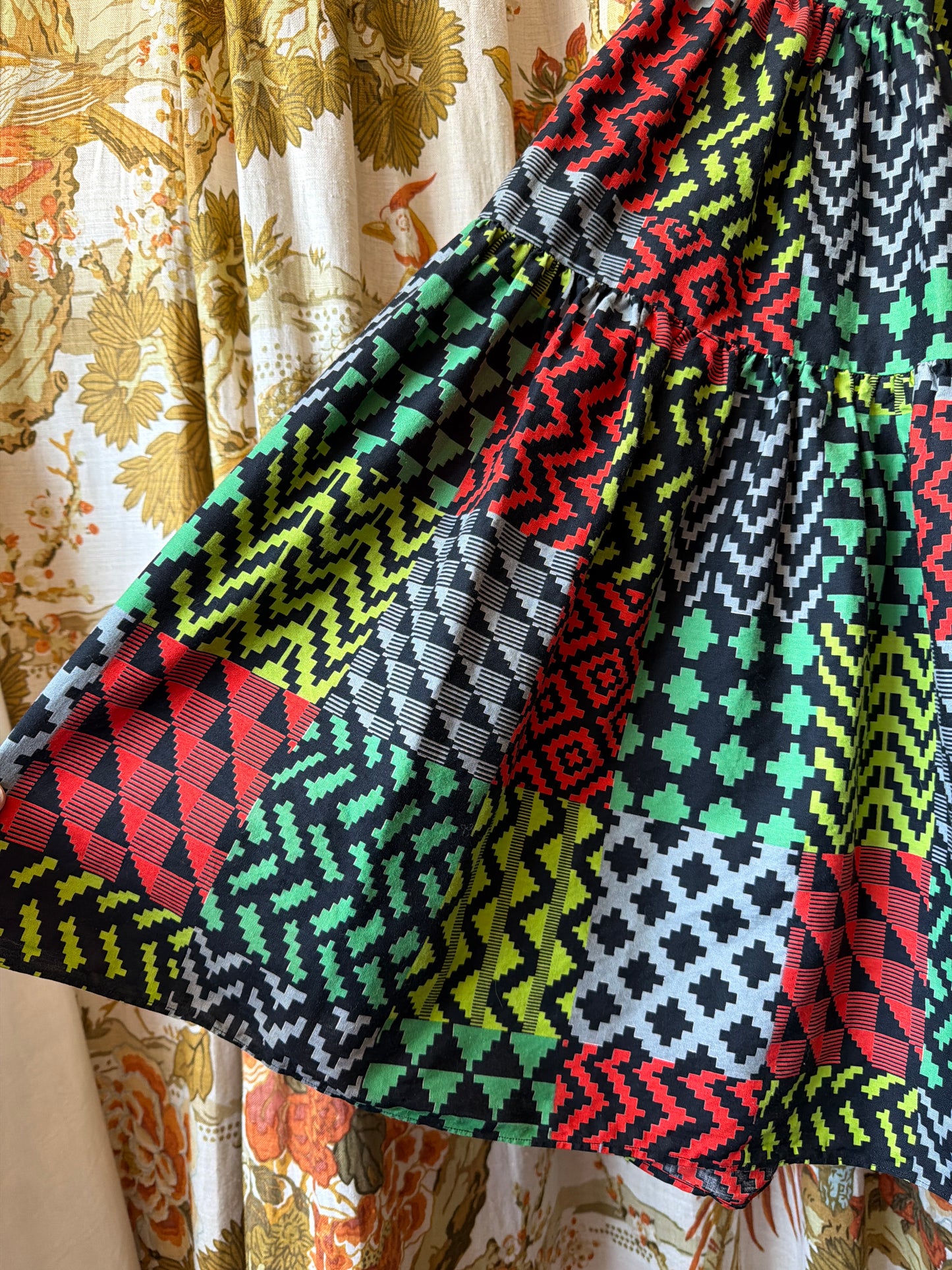 1950's Tiered Pixelated Circle Skirt