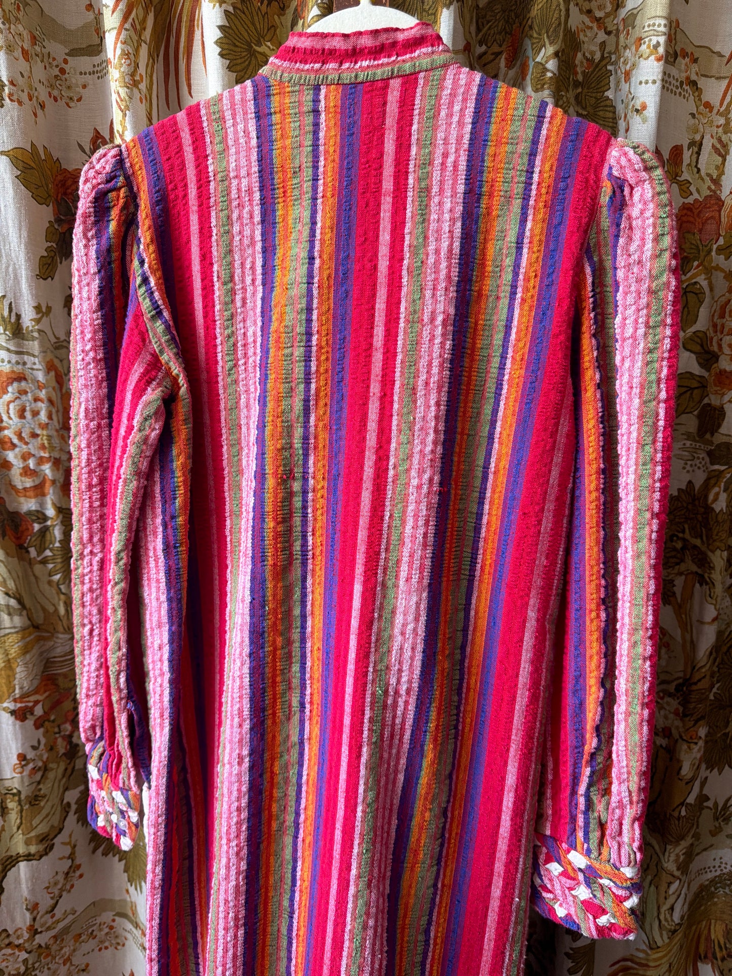 ~1970's Lattice Top Puckered Cotton Caftan | Karavan
