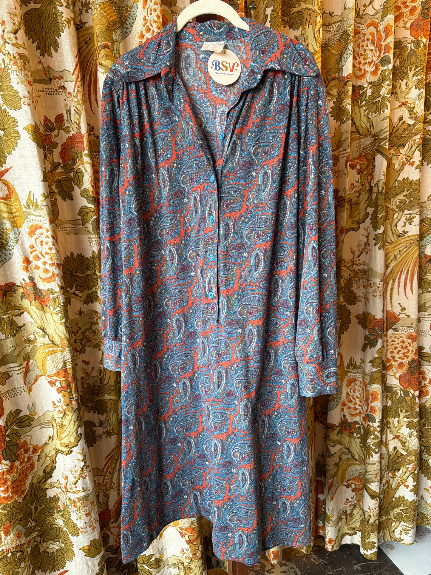 1970's Cozy Paisley Shirt Dress | Kenny Classics